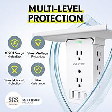 Overtime Outlet Extender Shelf with 8 AC and 3 USB Outlets