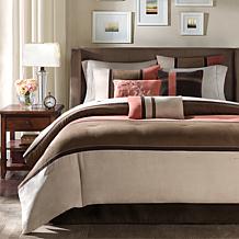 Palisades Micro-Suede 7pc Comforter Set - Queen/Coral