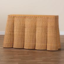 Palm Console Table with Woven Rattan and Metal Frame