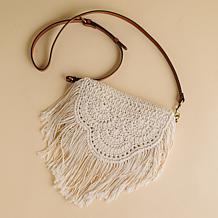 Patricia Nash Cannara Leather Trim Crochet Crossbody