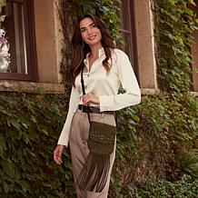 Patricia Nash Cella Suede Leather Fringe Crossbody Bag