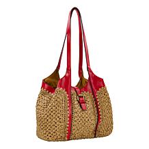 Patricia Nash Christina Woven Straw and Leather Satchel