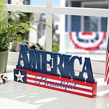 Patriotic Americana Wooden AMERICA Table Decor