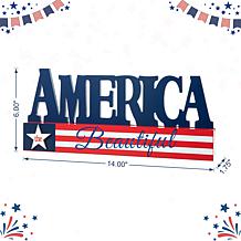 Patriotic Americana Wooden AMERICA Table Decor
