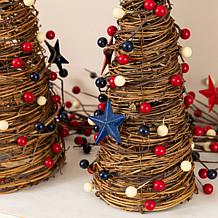 Patriotic Cone Table Trees 2-piece Set