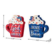 Patriotic/Americana 2-pack Wooden Coffee Cup Table Décor