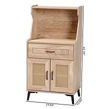Pavone Mid-Century Kitchen Cabinet with Rattan Accents
