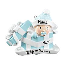 Personalized Baby Boy In Present Ornament