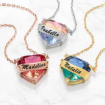 Personalized Name Wrapped Iridescent Heart Necklace