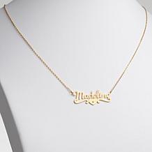 Personalized Script Name with CZ Heart Scroll Necklace