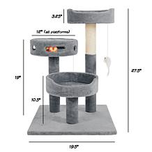 Pet Adobe 27.5" Cat Tree– 2 Perches and Interactive Cheese Wheel Toy