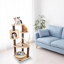 Pet Adobe 43.5" Cat Tree– Kitty Condo, Pet Bed, and Play Area, Brown