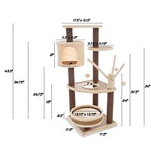 Pet Adobe 43.5" Cat Tree– Kitty Condo, Pet Bed, and Play Area, Brown