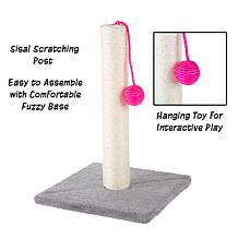 Pet Adobe Cat Scratching Post w/ Hanging Toy - Gray