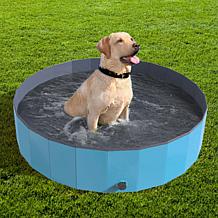 Pet Adobe Collapsible Dog Pool and Bath with Drain - Blue