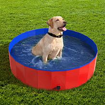 Pet Adobe Collapsible Dog Pool and Bath with Drain - Red