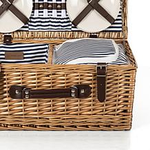 Picnic Time Belmont Basket - Navy Blue & White Stripe