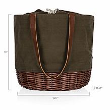 Picnic Time Coronado Basket Tote - Khaki Green with Beige Accents