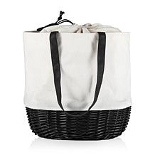 Picnic Time Coronado Canvas & Willow Basket Tote - Canvas w/ Accents