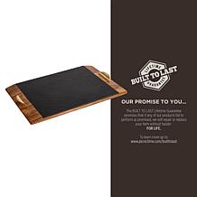 Picnic Time Covina - Acacia & Slate Serving Tray, (Wood w/ Accents)