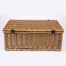 Picnic Time Newbury Basket - Navy Blue & Burgundy Plaid Pattern