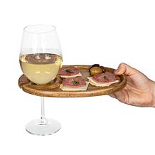 Picnic Time Wine Appetizer Plate Set Of 4, (Acacia Wood)