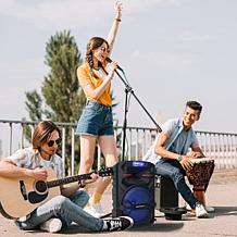 Portable 12” Bluetooth Party Speaker w/Disco Lights and Mic - Black