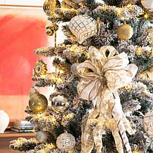 Pre-Lit 7.5' Flocked Slim Spruce Artificial Christmas Tree