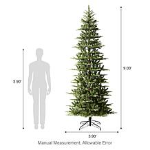 Pre-Lit Green Slim Fir Artificial Christmas Tree w/Strawberry Lights