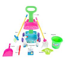 Pretend Play Cleaning Set with Caddy on Wheels by Hey! Play