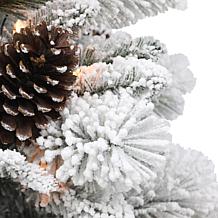 Puelo International Pre-lit Flocked Potted Tree, UL Clear Lights