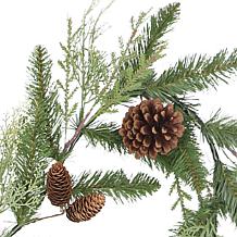 Puleo International 110" Artificial Cypress Spring w/ Pinecones, Green
