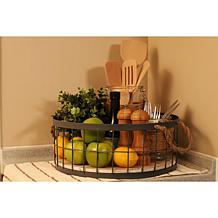 Puleo International 2-pack Wire Baskets w/ Wood Base & Handles