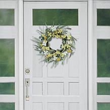 Puleo International 24" Artificial Dogwood Floral Spring Wreath