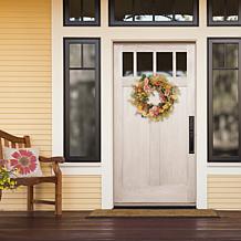 Puleo International 24" Artificial Rose, Dogwood & Daisy Floral Wreath