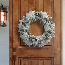 Puleo International 24" Flocked Berkshire Spruce Wreath with 56 Tips