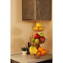 Puleo International 3-Tier Chrome Triple Hammock Produce Stand - Gold