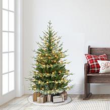 Puleo International 4.5 ft Pre-lit Slim Balsam Fir Tree, Clear Lights