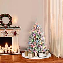 Puleo International 4.5' Pre-lit Flocked Bennington Fir Tree