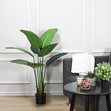 Puleo International 45.5"Artificial Travelers Palm Tree in Black Pot