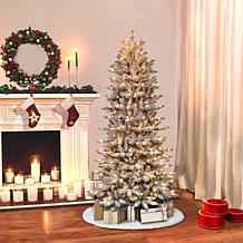Puleo International 6.5' Pre-Lit Flock Slim Fraser Fir Christmas Tree