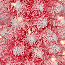 Puleo International 6.5' Pre-lit Flocked Fashion Pink Pencil Tree
