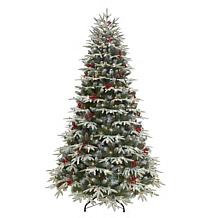 Puleo International 6.5' Pre-lit Flocked Fir Tree 500 Clear Lights