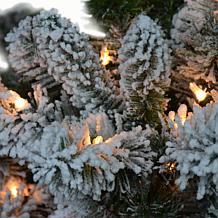 Puleo International 6.5' Pre-lit Flocked Vermont Pine Christmas Tree