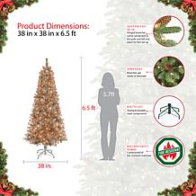 Puleo International 6.5' Rose Gold Tinsel  Christmas Tree