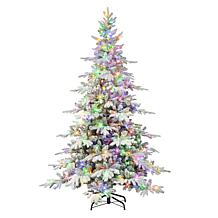 Puleo International 7' Pre-lit Flocked Utah Fir Tree, 500 LED Lights