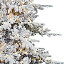 Puleo International 7' Pre-lit Flocked Utah Fir Tree, 500 LED Lights