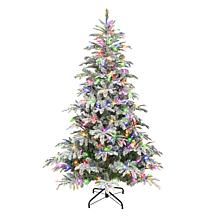 Puleo International 7.5' Pre-lit Flocked Aspen Fir Tree 