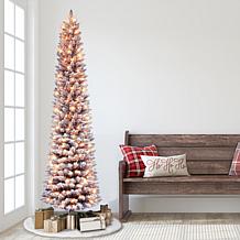Puleo International 7.5' Pre-lit Flocked Fashion Purple Pencil Tree