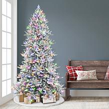 Puleo International 7.5' Pre-lit Flocked Royal Douglas Fir Tree